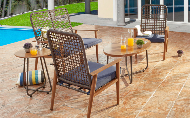 Bayou Breeze Harkness 5 Piece Rattan Sofa Set