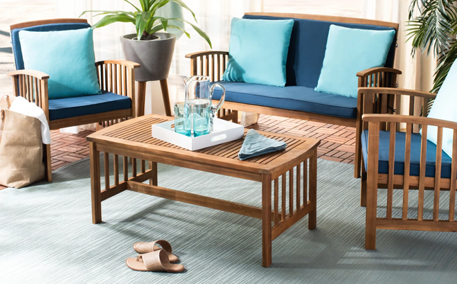 Beachcrest Home Delosreyes 4 Piece Sofa Seating Group with Cushions