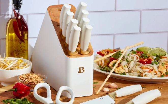 Beautiful 12 Piece Stainless Steel Knife Block Set