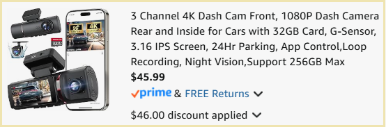 CRROPDA 3 Channel 4K Dash Cam Checkout Page CRROPDA 3 Channel 4K Dash Cam Checkout Page