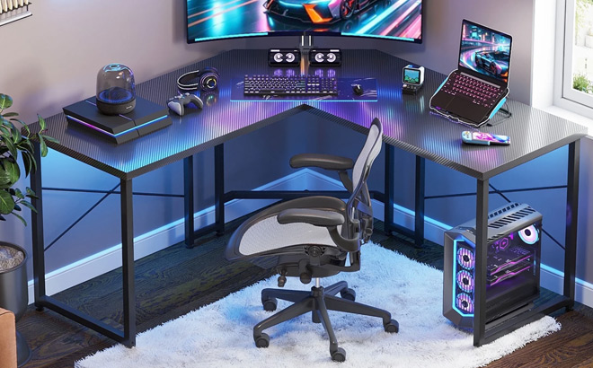 Casacomoda L Shaped Computer Desk with Monitor Stand
