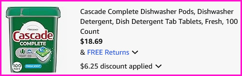 Cascade Complete Dishwasher Pods Checkout Screen