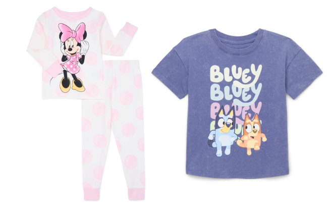 Character Toddler 2 Piece Set and Bluey Toddler Short Sleeve Crewneck Tee