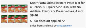 Checkout page of Knorr Pasta Sides 8 Pack