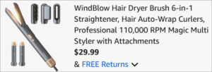 Checkout page of WindBlow Hair Dryer Brush 6 in 1
