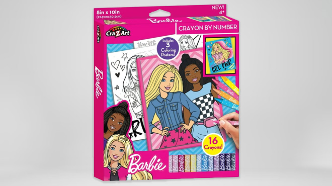 Cra Z Art Barbie Crayon by Number 19 Piece Coloring Set
