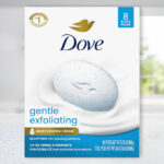 Dove Gentle Exfoliating Bar Soap 8 Pack on a Table