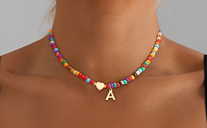 Eaciy Colorful Initial Necklace