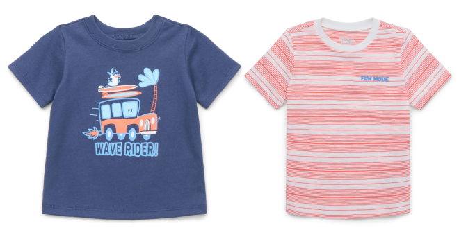 Garanimals Baby Boy Graphic T Shirt and Toddler Boy Short Sleeve Striped T Shirt