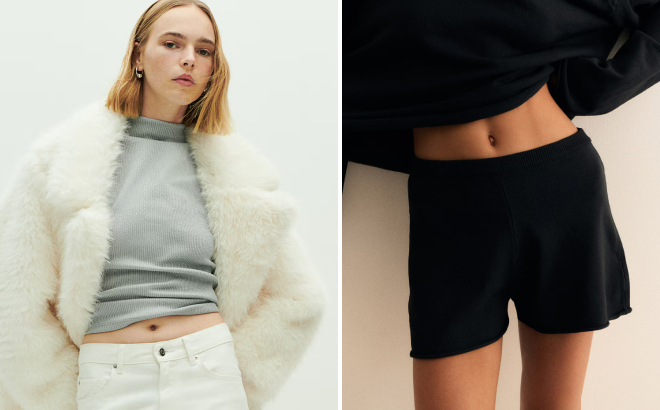 HM Glittery Mock Turtleneck Sleeveless Top and Knit Shorts HM Glittery Mock Turtleneck Sleeveless Top and Knit Shorts