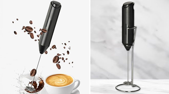 InfiniPower Handheld Milk Frother with Stainless Steel Stand InfiniPower Handheld Milk Frother with Stainless Steel Stand