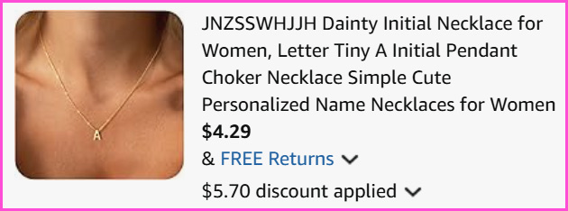 Initial Necklace at Checkout