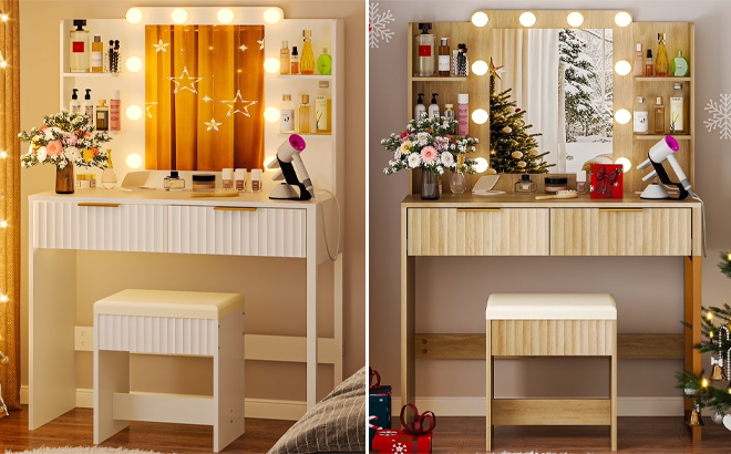 Ktaxon Lighted Makeup Vanity in Two Colors
