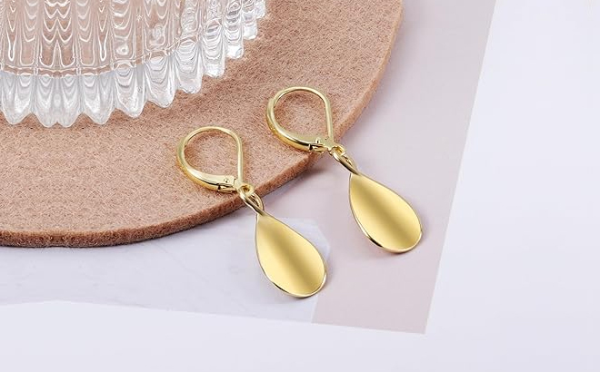LANCHARMED Sterling Silver Twisted Teardrop Dangle Earrings in Gold