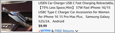LISEN Mini Retractable Car Charger Screenshot LISEN Mini Retractable Car Charger Screenshot