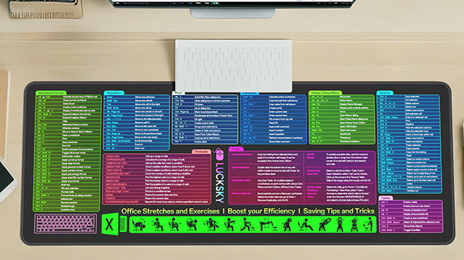 LUCKSKY Large Excel Cheat Sheet Desk Pad