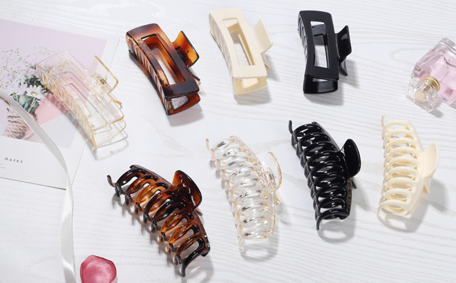 Laxizar Hair Claw Clips 8 Count on a Table