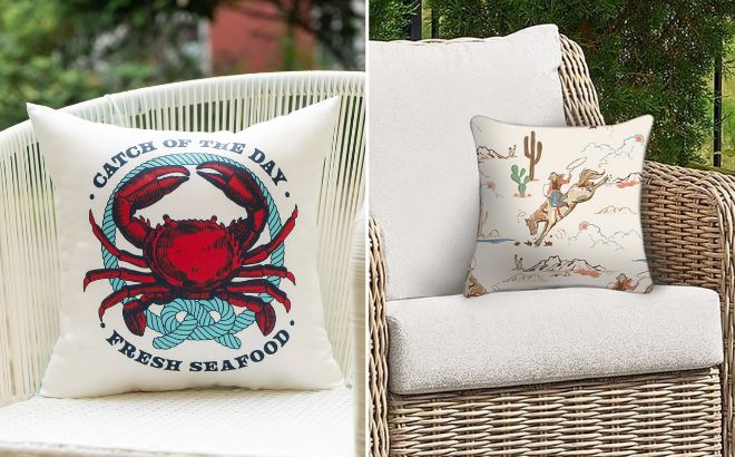 Mainstays 16 inch Reversible Outdoor Throw Pillow and Decorative Outdoor Throw Pillow