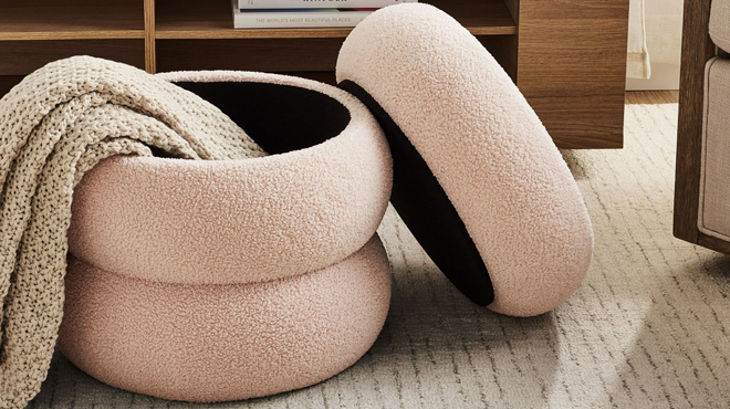 Mainstays Boucle Cloud Storage Ottoman