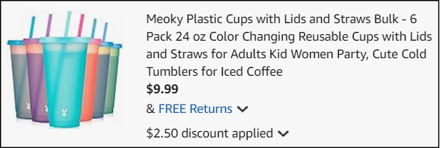 Meoky Plastic Cups 6 Pack Checkout