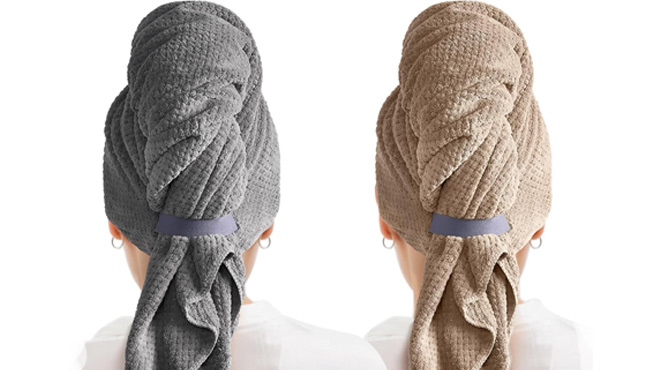 Microfiber Hair Towel Wrap 2 Pack