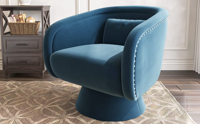 Nailhead Swivel Barrel Chairs