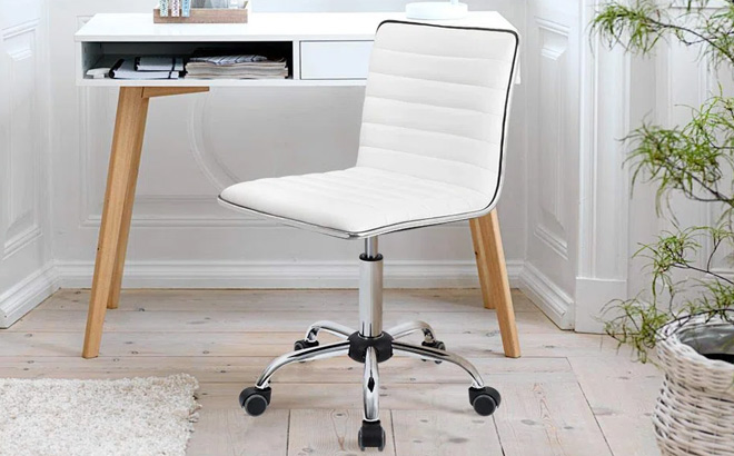 Orren Ellis Kaycee Faux Leather Mid Back Swivel Computer Task Desk Chair