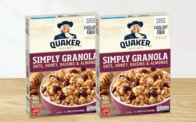 Quaker Granola 2 Pack on a Table