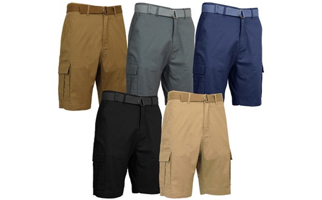 RT 3 Pack Assorted Mens Belted RipStop Cotton Stretch Cargo RT 3 Pack Assorted Mens Belted RipStop Cotton Stretch Cargo