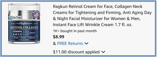 Ragkun Anti Aging Retinol Cream Checkout Page
