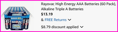 Rayovac High Energy AA Batteries Checkout Screen