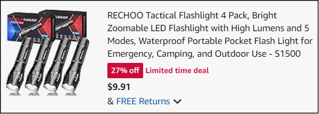 Rechoo Tactical Aluminum Flashlights 4 Pack Checkout Screenshot Rechoo Tactical Aluminum Flashlights 4 Pack Checkout Screenshot