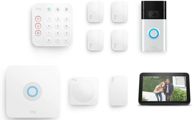 Ring Alarm 8 Piece Kit with Ring Video Doorbell and Echo Show 8
