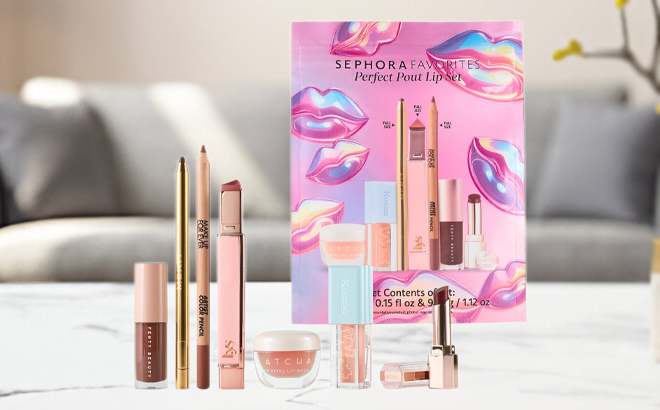 Sephora Perfect Pout Makeup Lip Value Set on a Table