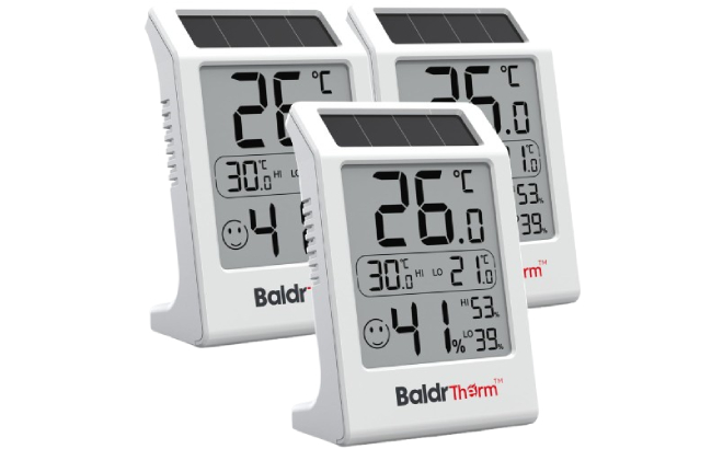 Solar Powered Digital Room Thermometer 3 Pac