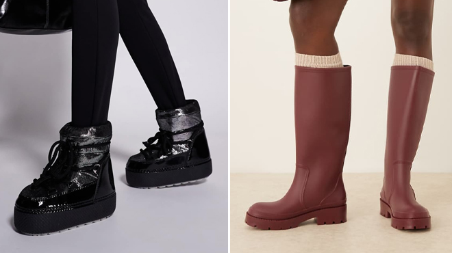 South Beach Lace Up Snow Boots and Asos Design Ginny Rain Boots