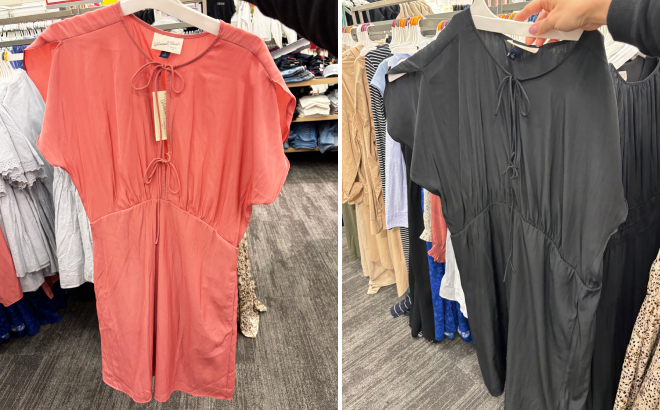 Universal Thread Womens Tie Front Flutter Short Sleeve Mini A Line Dress Universal Thread Womens Tie Front Flutter Short Sleeve Mini A Line Dress