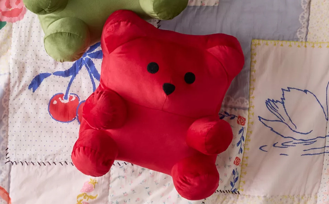 Urban Outfitters Gummy Bear Shaped Throw Pillow in Red