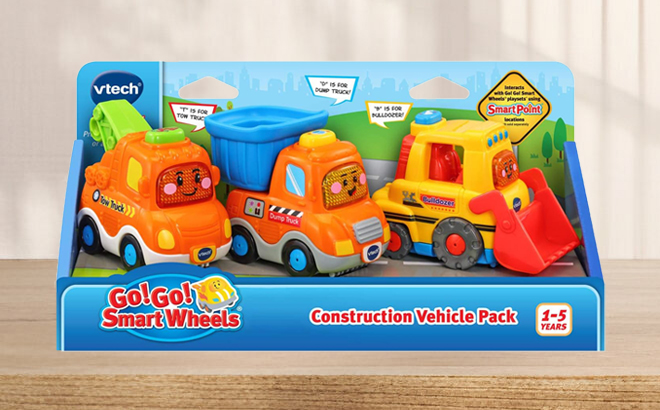 VTech Smart Wheels Construction Vehicles 3 Pack on a Table