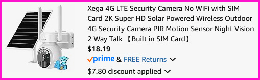 Xega Solar Powered Security Camera Checkout Screen