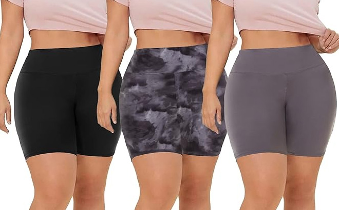 3 Pack Plus Size Biker Shorts