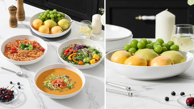 4 Count White Salad Bowls