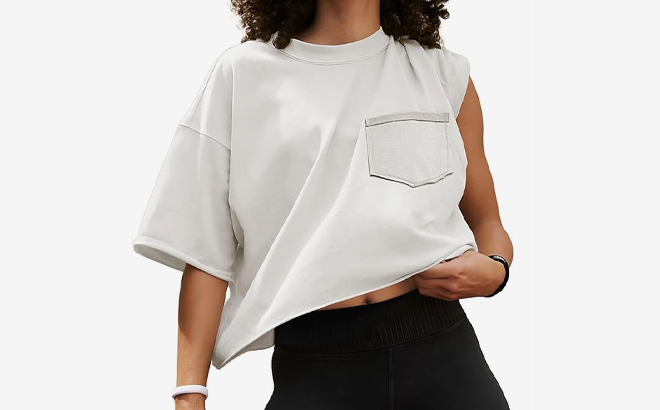 A Person wearing a Womens Oversized T Shirt