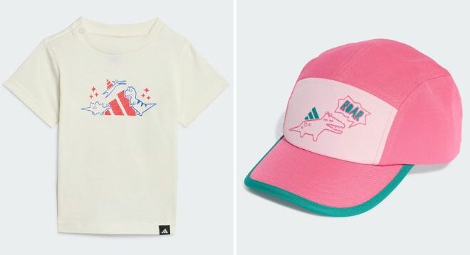 Adidas Girls Adiraptor Graphic Tee and Little Kids Cap With Print