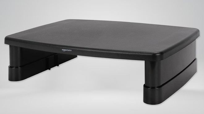 Amazon Basics Adjustable Computer Monitor Riser Desk Stand in Black