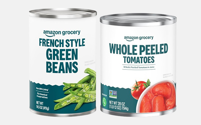 Amazon Fresh Brand Canned French Style Green Beans and Peeled Canned Tomatoes Amazon Fresh Brand Canned French Style Green Beans and Peeled Canned Tomatoes