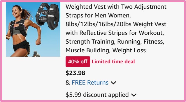 Amazon Weighted Vest Checkout Screenshot Amazon Weighted Vest Checkout Screenshot