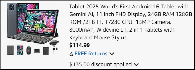 Android 16 Tablet 11 Inch with Gemini AI Checkout