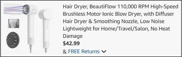 BeautiFlow Ionic Hair Dryer Checkout