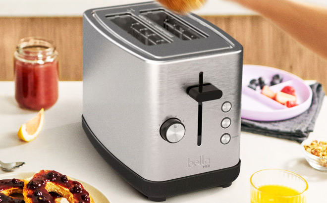 Bella Pro 2 Slice Toaster with Extra Wide Slots in Stainless Steel